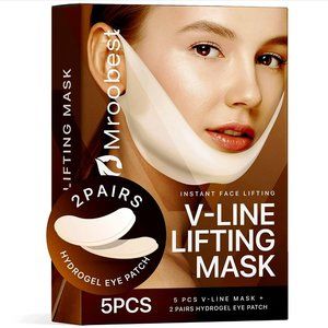 5 PCS Double Chin Reducer V Line Face Lifting Mask Plus 2 PAIR Under Eye Mask
